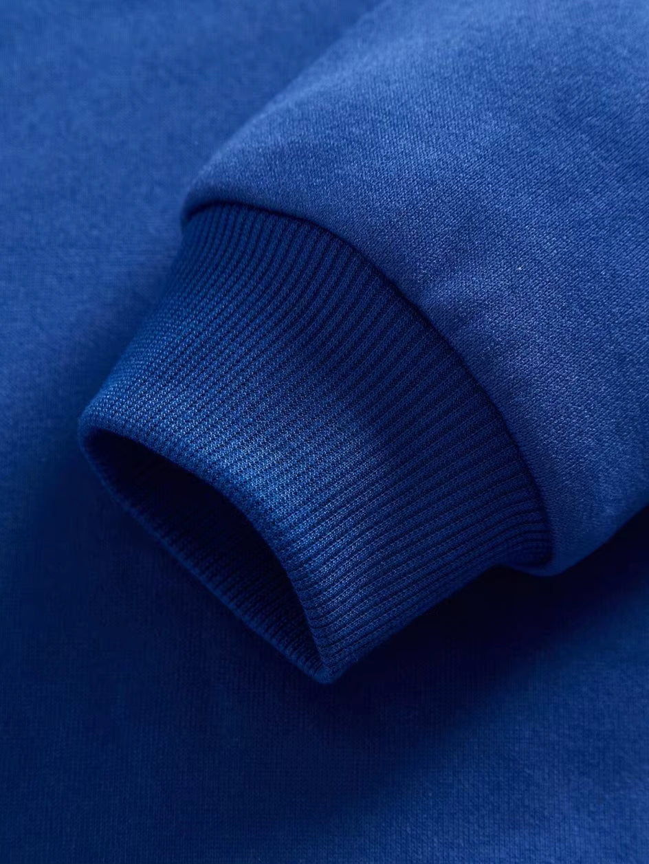 Unisex Hoodie i Fleece med Print – Casual Pullover til Efterår & Vinter