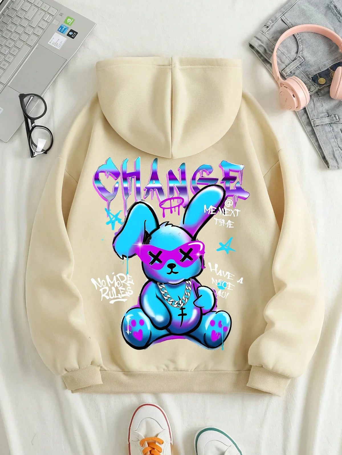 Unisex Fleece Hoodie Print Blød Inderside Komfort | Dravik