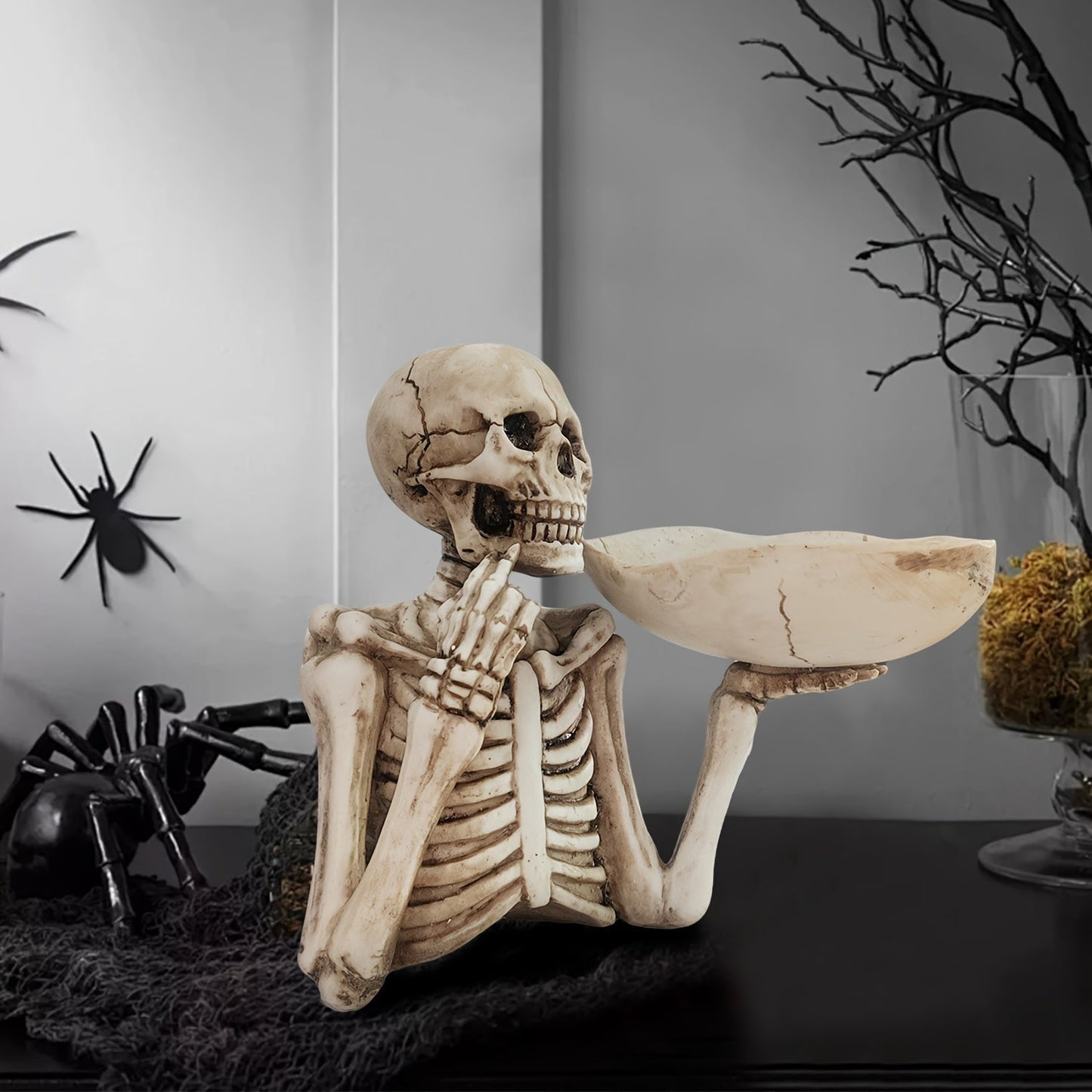 Skelet Skålholder Harpiks Halloween Dekoration | BoneServe