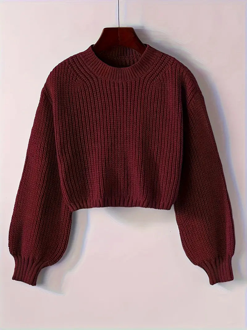 Striktrøje Cropped Blød Blouson Ærmer | Virela