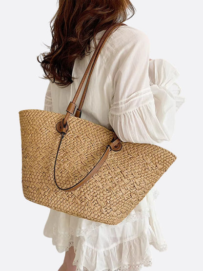 Tote Taske Flettet Strå Sommerdesign | Alvira