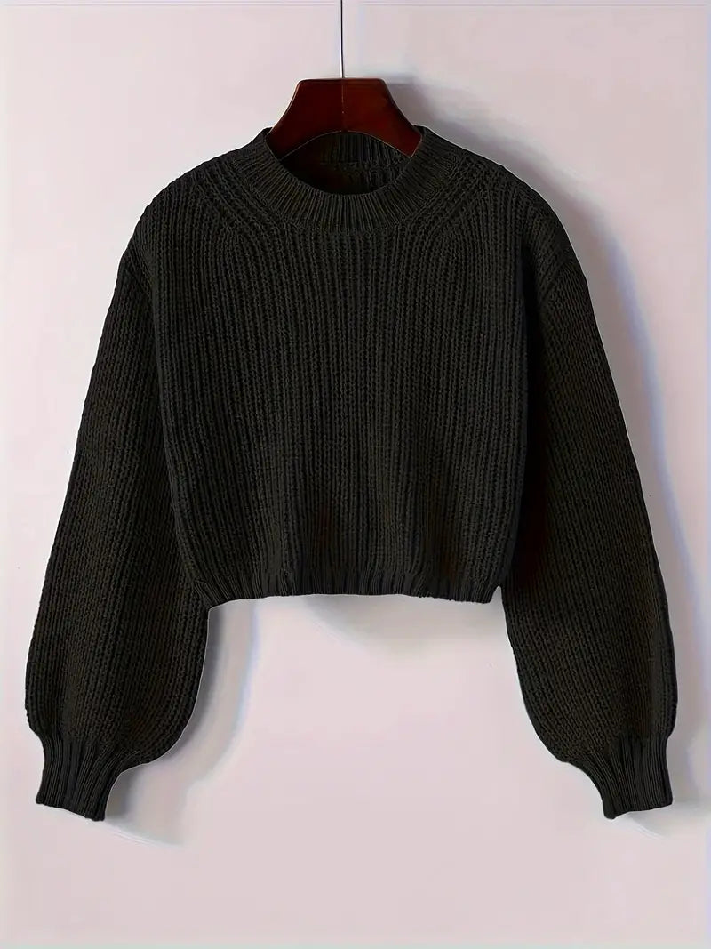 Striktrøje Cropped Blød Blouson Ærmer | Virela
