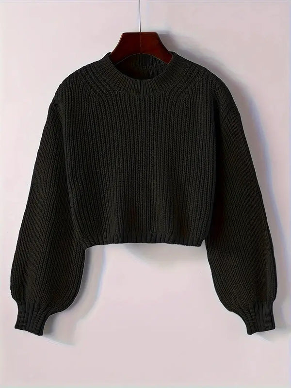 Striktrøje Cropped Blød Blouson Ærmer | Virela