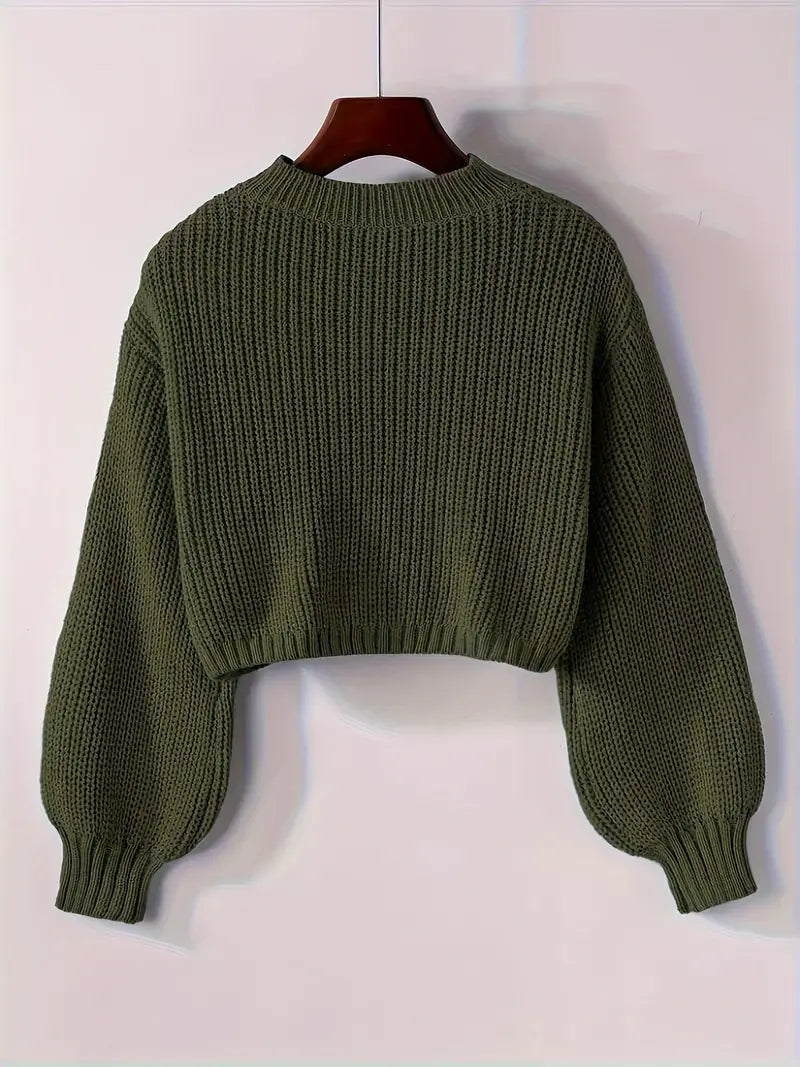 Striktrøje Cropped Blød Blouson Ærmer | Virela