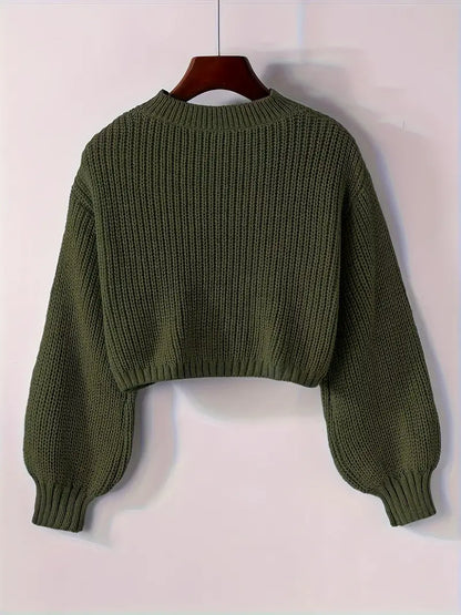 Striktrøje Cropped Blød Blouson Ærmer | Virela
