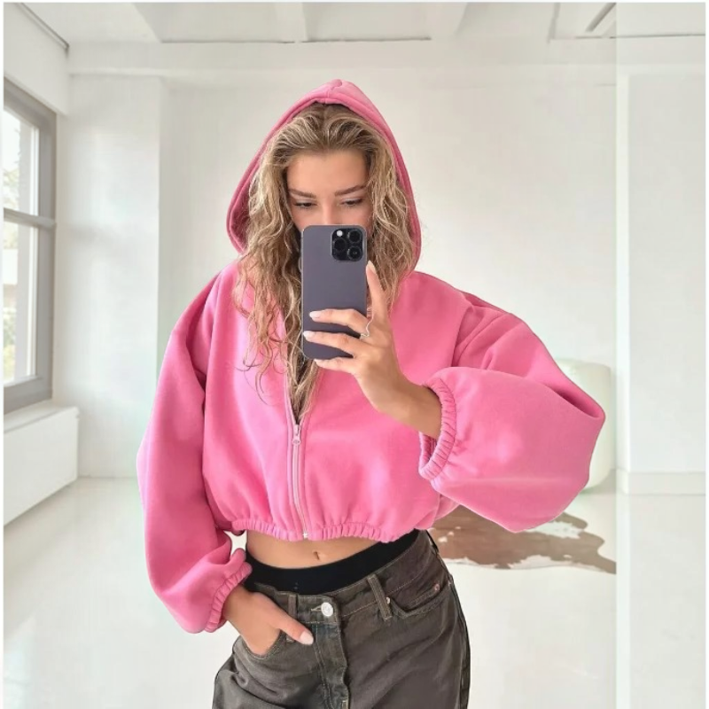 Hættetrøje med Lynlås Oversized Letvægt | Vintera
