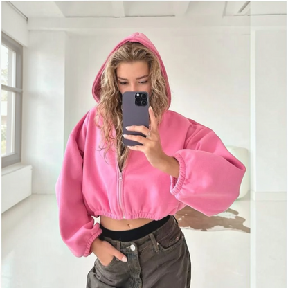 Hættetrøje med Lynlås Oversized Letvægt | Vintera