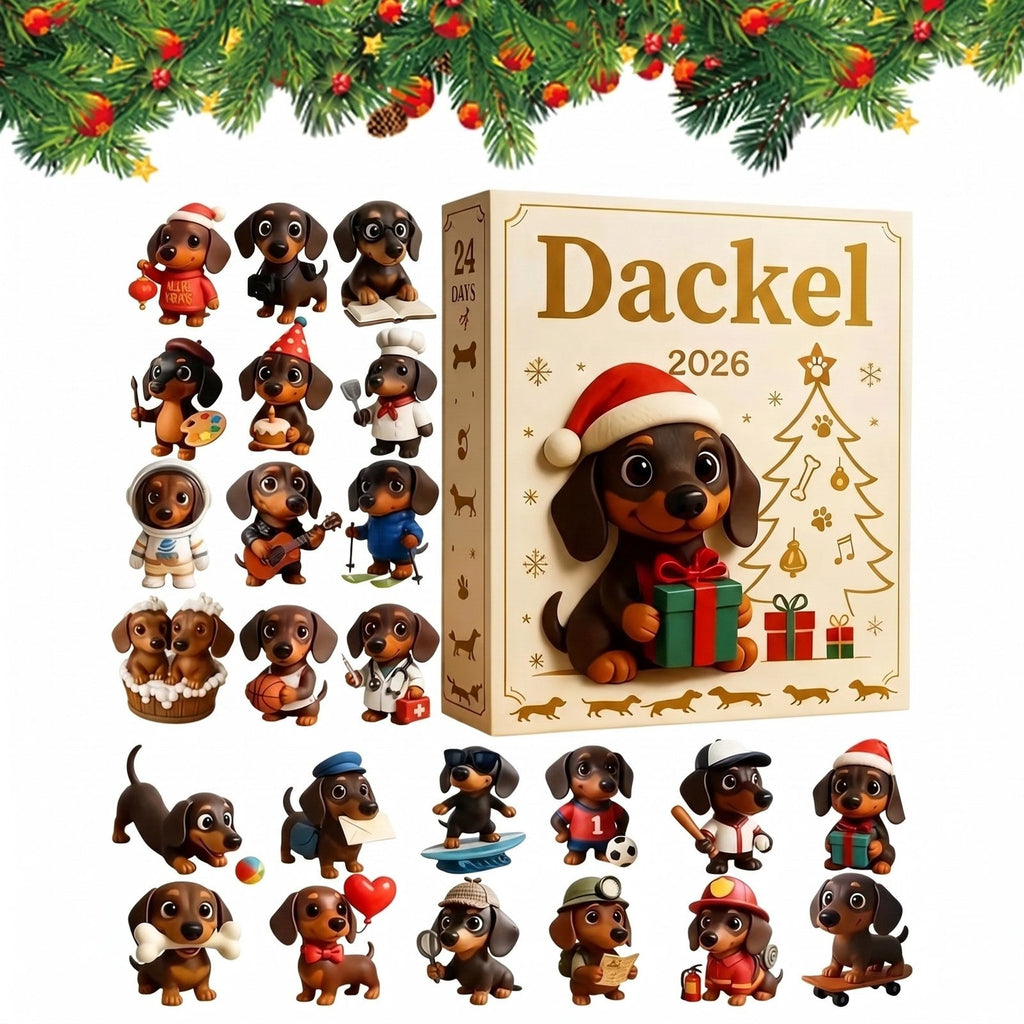 Dackel Adventskalender med 24 genanvendelige juleophæng | FriendAdvent
