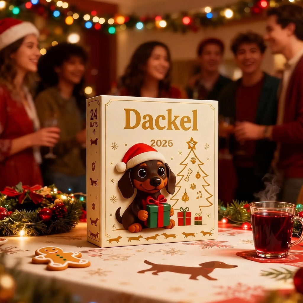 Dackel Adventskalender med 24 genanvendelige juleophæng | FriendAdvent
