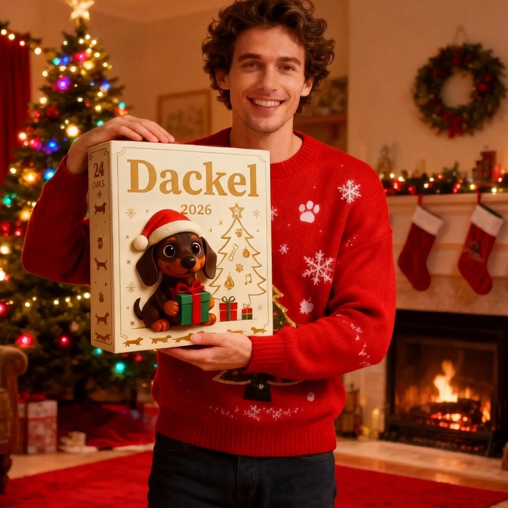 Dackel Adventskalender med 24 genanvendelige juleophæng | FriendAdvent