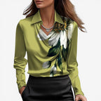 Bluse Slim Fit Høj Krave Polyester | Luviana