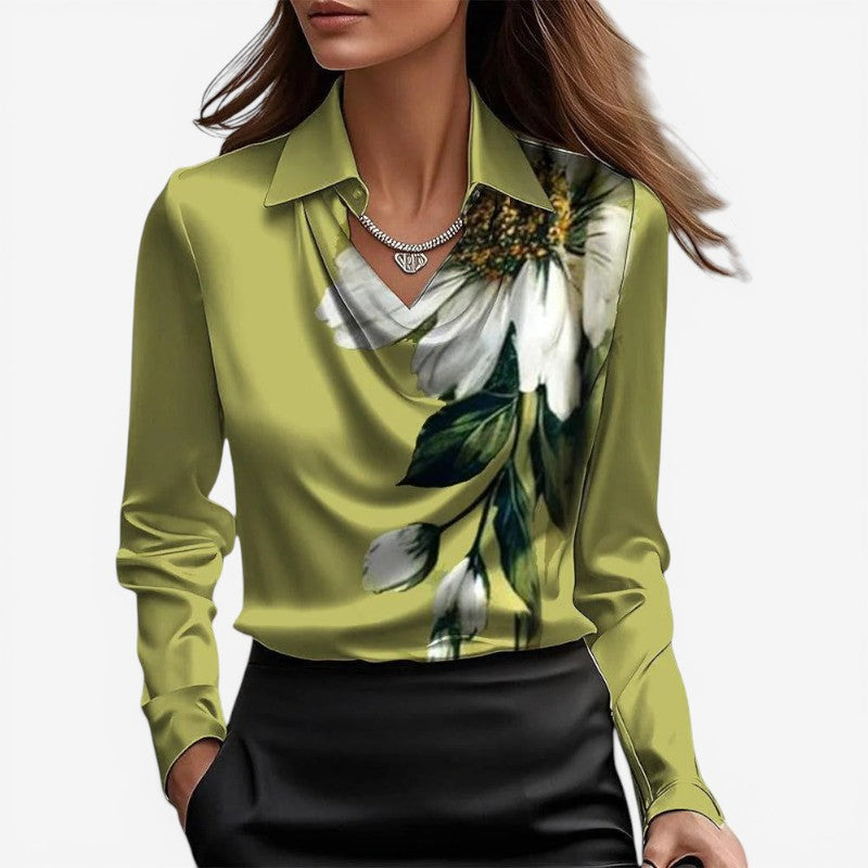 Bluse Slim Fit Høj Krave Polyester | Luviana