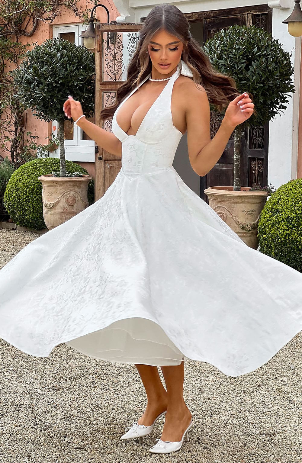 Midikjole Halter Ærmeløs Elegant Fest | Sylvera