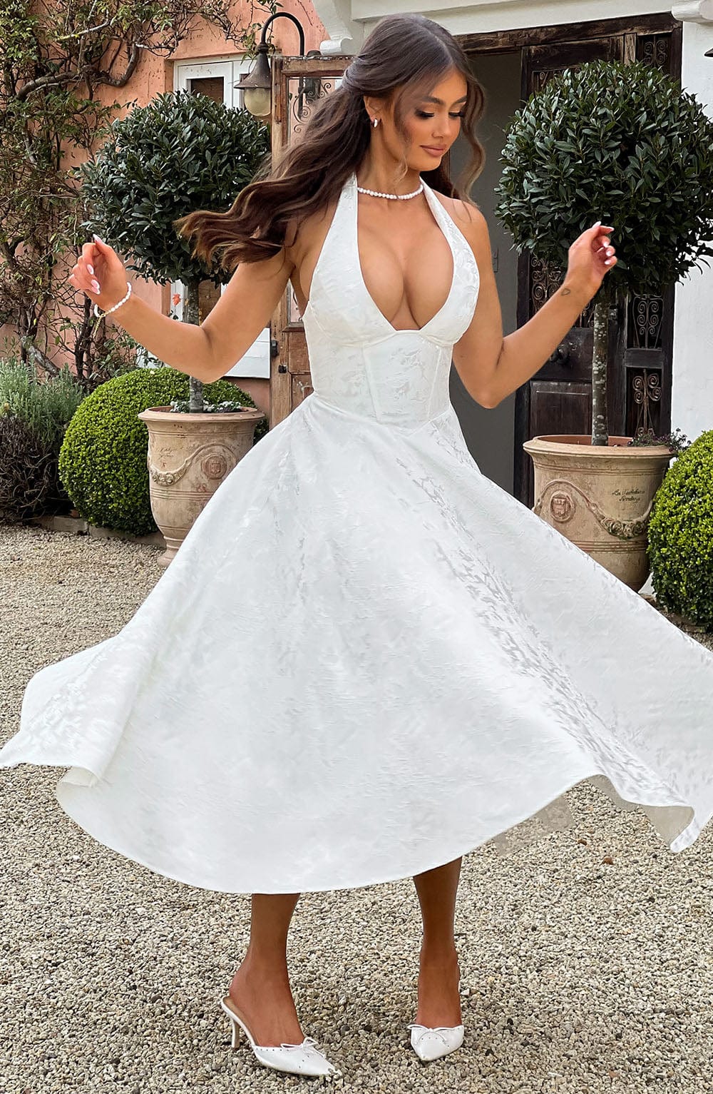 Midikjole Halter Ærmeløs Elegant Fest | Sylvera