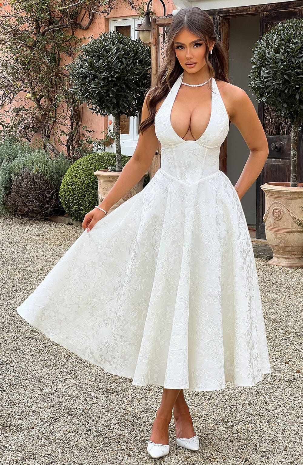 Midikjole Halter Ærmeløs Elegant Fest | Sylvera