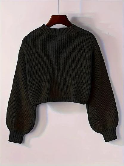 Striktrøje Cropped Blød Blouson Ærmer | Virela