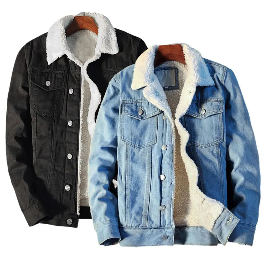 Denimjakke Herre Fleeceforet Bomuldsblanding Vinterjakke Casual | Brando