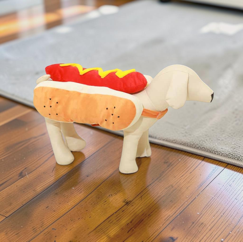 Hot dog hundekostume i blød polyester med velcrolukning til Halloween | Barnabé