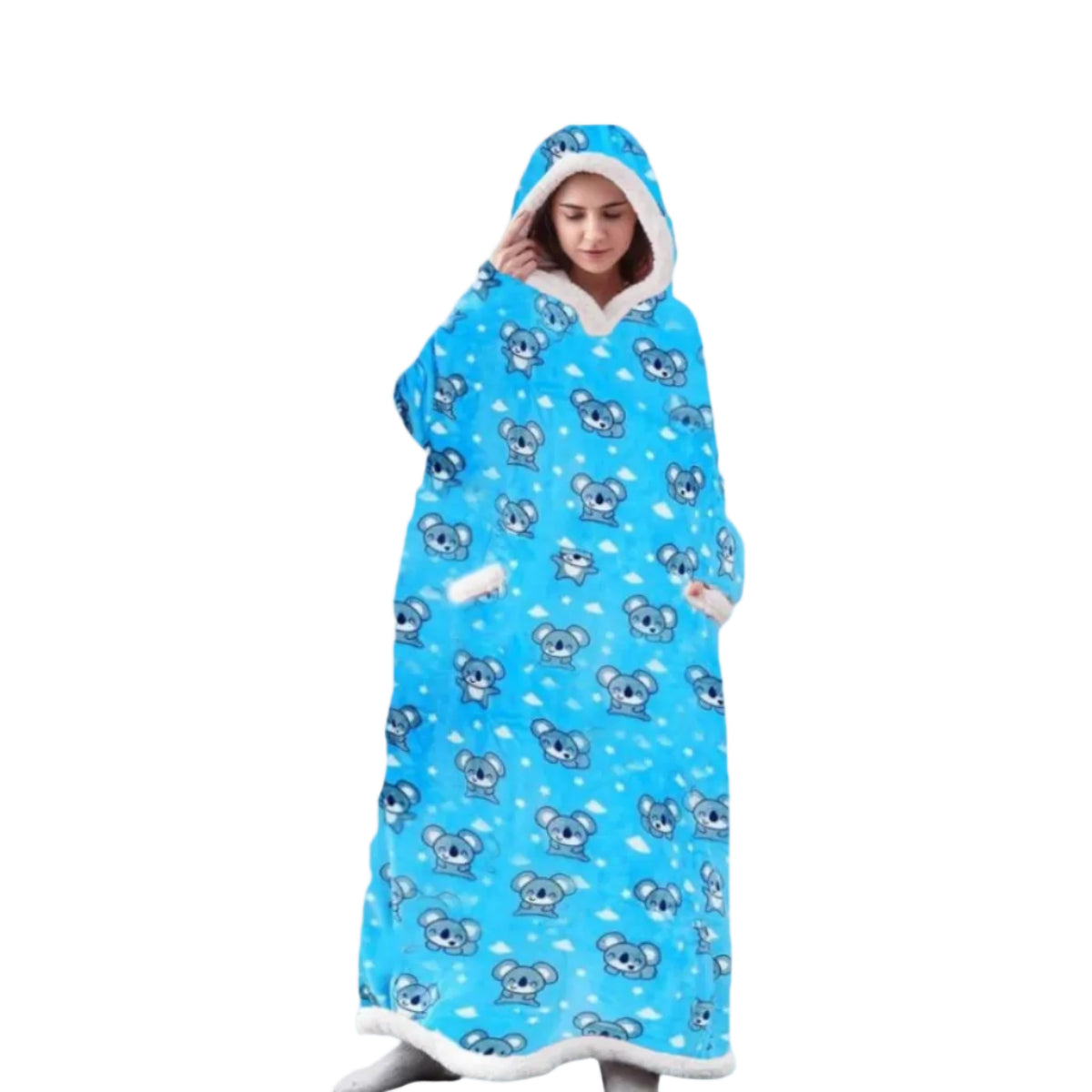 Hoodie Tæppe Oversized Sherpa Fleece Mikrofleece Hættetrøje | Bruna
