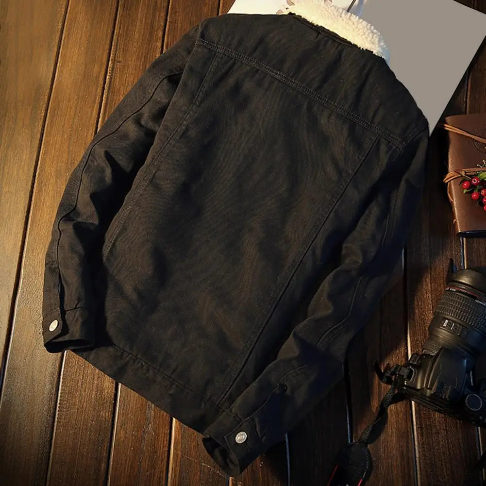 Denimjakke Herre Fleeceforet Bomuldsblanding Vinterjakke Casual | Brando