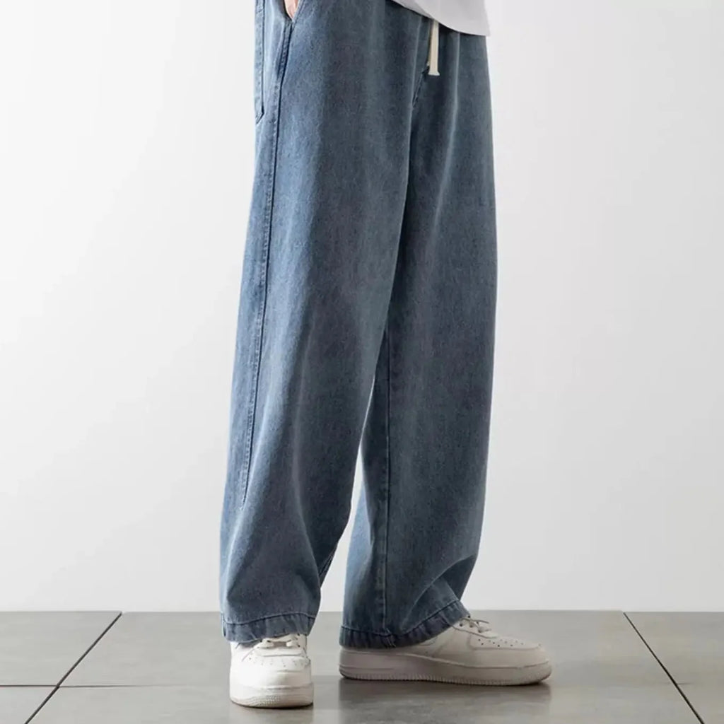 Baggy Jeans Elastisk Talje Letvasket Denim | Calvix