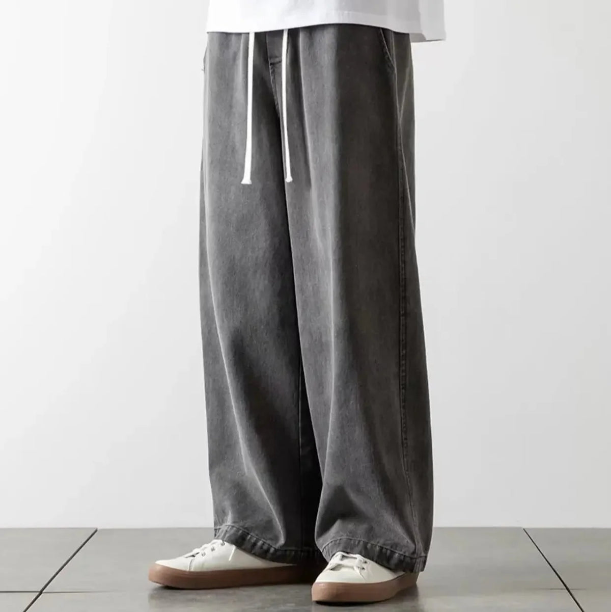 Baggy Jeans Elastisk Talje Letvasket Denim | Calvix