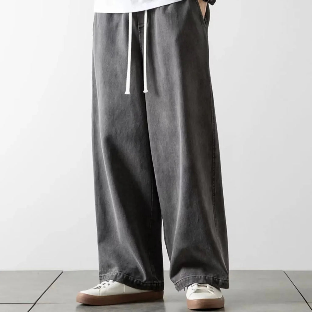 Baggy Jeans Elastisk Talje Letvasket Denim | Calvix