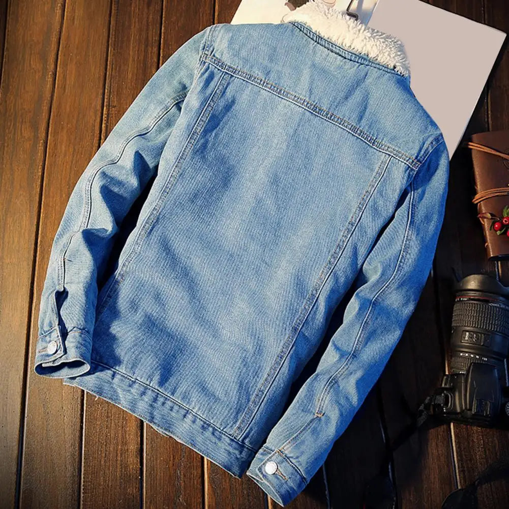 Denimjakke Herre Fleeceforet Bomuldsblanding Vinterjakke Casual | Brando