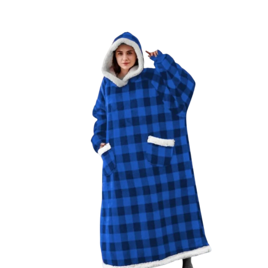 Hoodie Tæppe Oversized Sherpa Fleece Mikrofleece Hættetrøje | Bruna