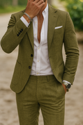 Alviro Senn Herre Linned Sæt Sommer Slim Fit Elegant Åndbart
