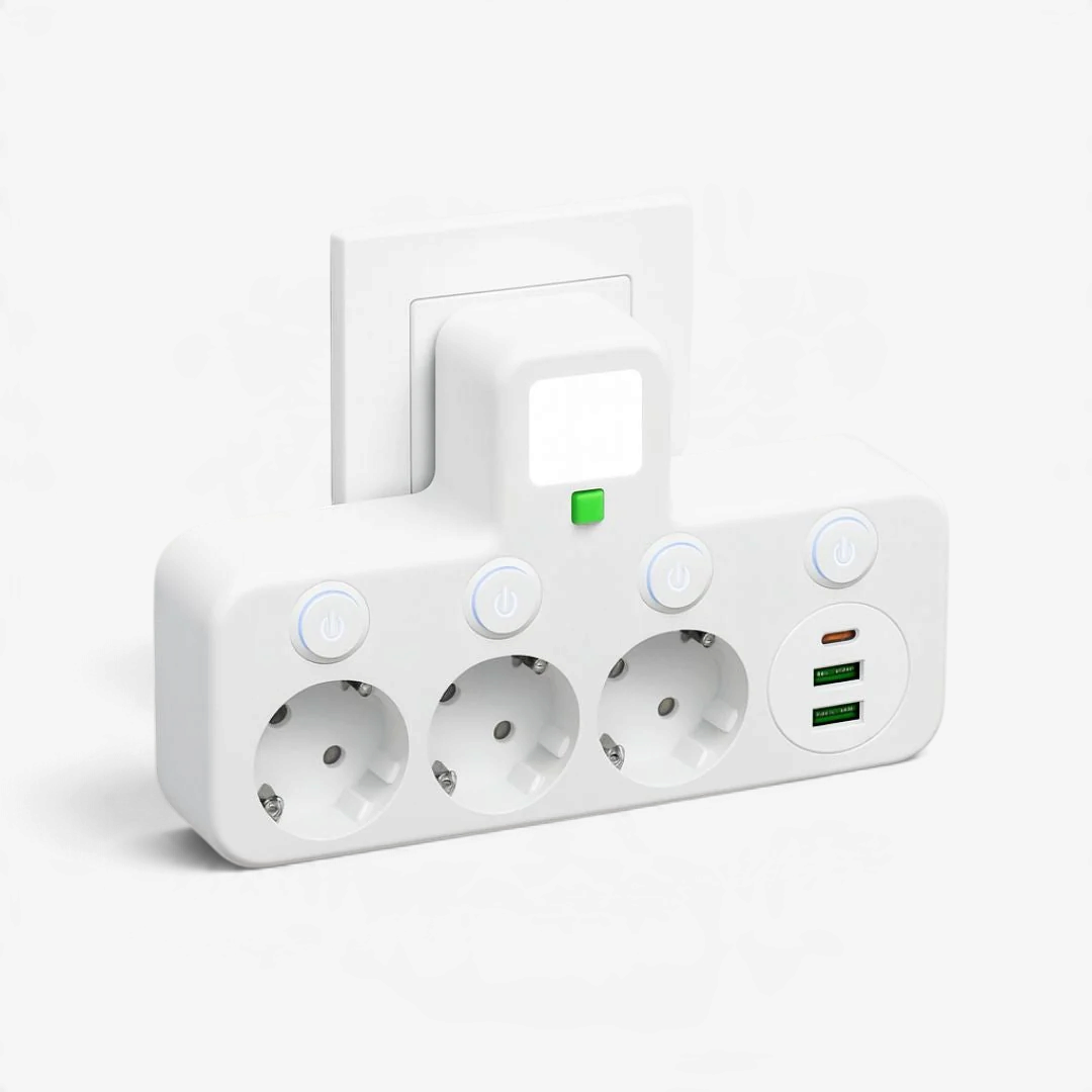 Multifunktionel stikdåse med USB og USB-C til opladning | Powerec