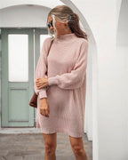 Lang oversized damepullover med høj hals – Lurevya