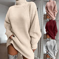 Lang oversized damepullover med høj hals – Lurevya