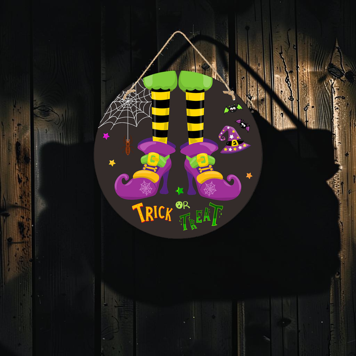 Halloween Dørskilt Trælook Ophæng Lamineret Pap | ShadowTag