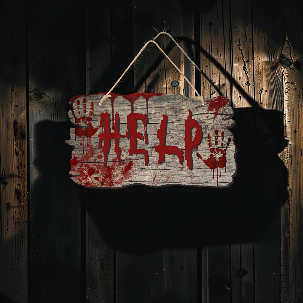 Tabliczka na drzwi na Halloween, wygląd drewna, do zawieszenia, laminowany karton | ShadowTag