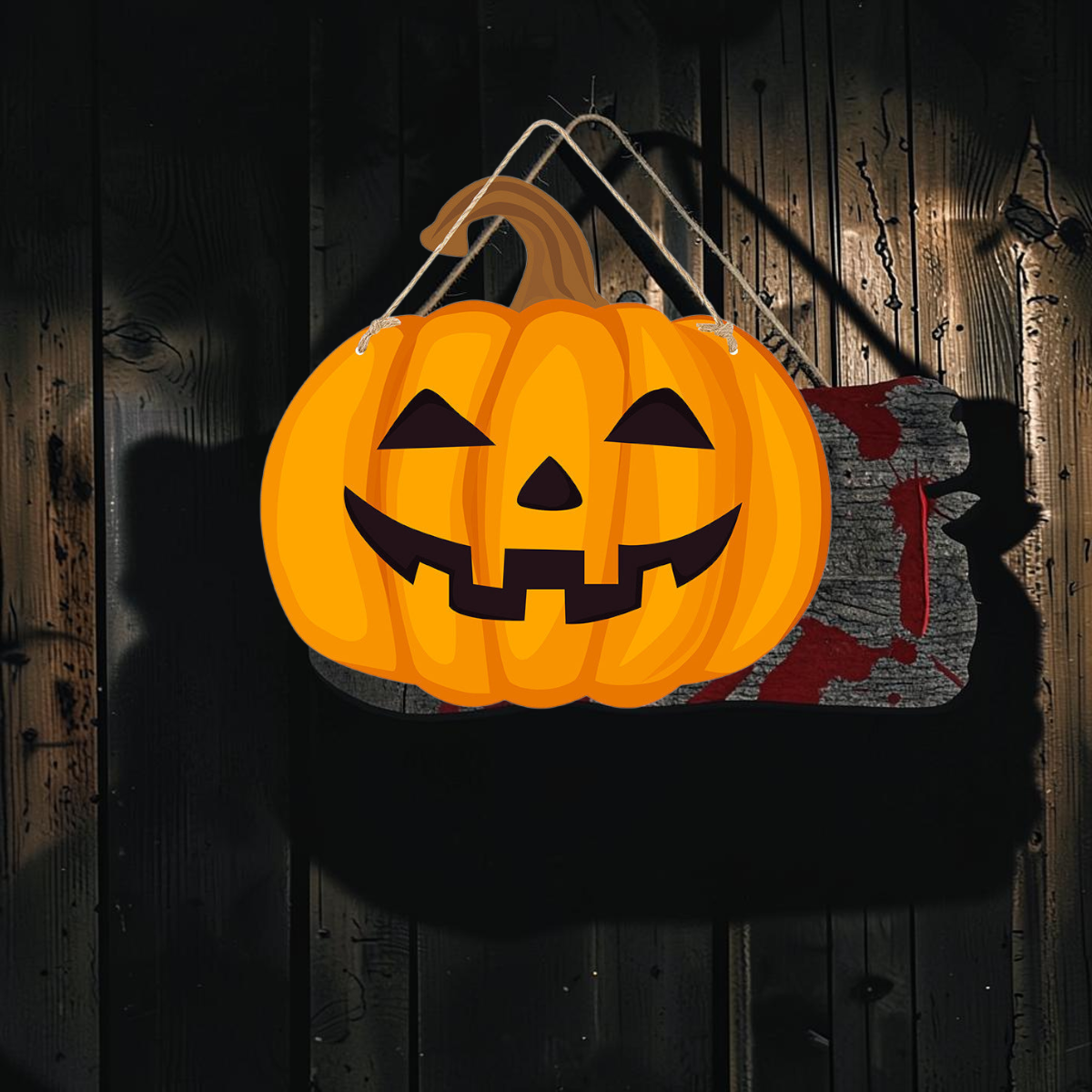 Halloween Dørskilt Trælook Ophæng Lamineret Pap | ShadowTag