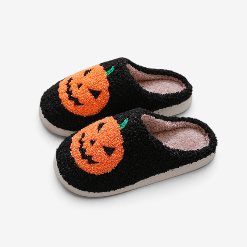 Halloween Sutsko Blødt Bomuldsfor Gummisål Græskardesign Slip-On | Pumpettofs
