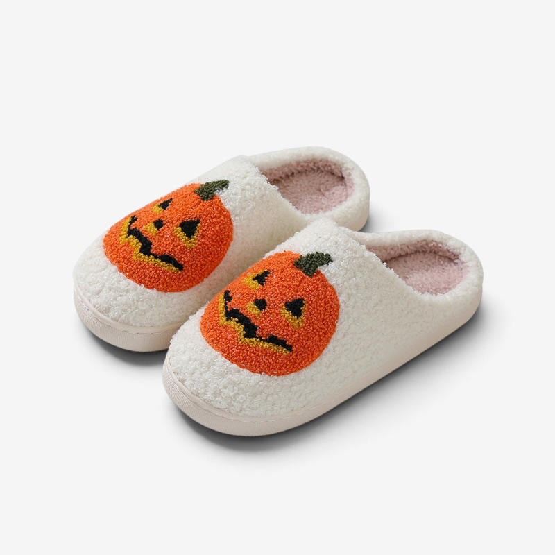 Halloween Sutsko Blødt Bomuldsfor Gummisål Græskardesign Slip-On | Pumpettofs