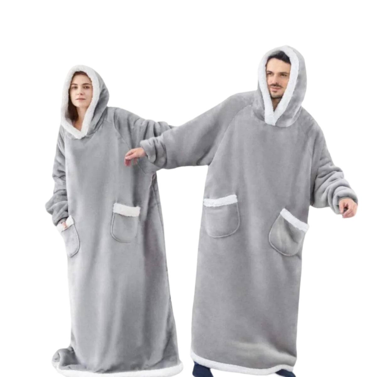 Hoodie Tæppe Oversized Sherpa Fleece Mikrofleece Hættetrøje | Bruna