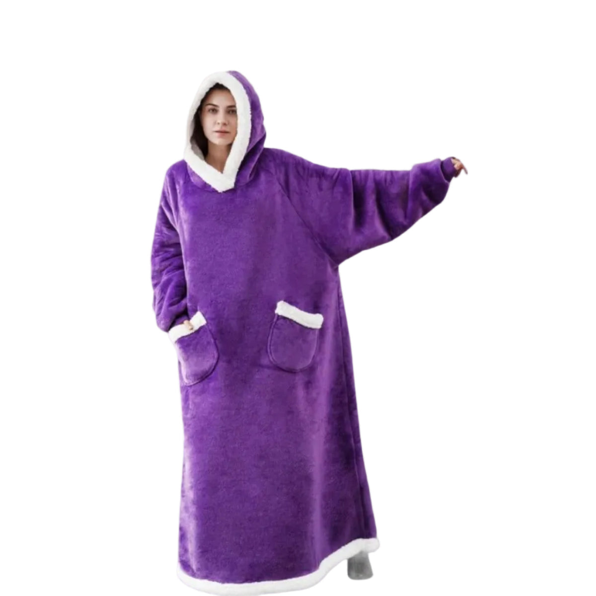 Hoodie Tæppe Oversized Sherpa Fleece Mikrofleece Hættetrøje | Bruna
