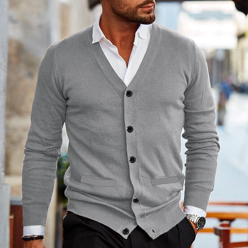 Cardigan V-hals Med Knapper Elegant Komfort | Norvik