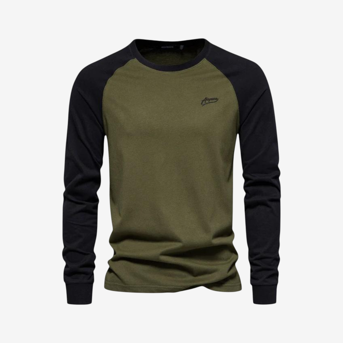 Langærmet herre T-shirt med raglanærmer rund hals og regular fit | Bastien