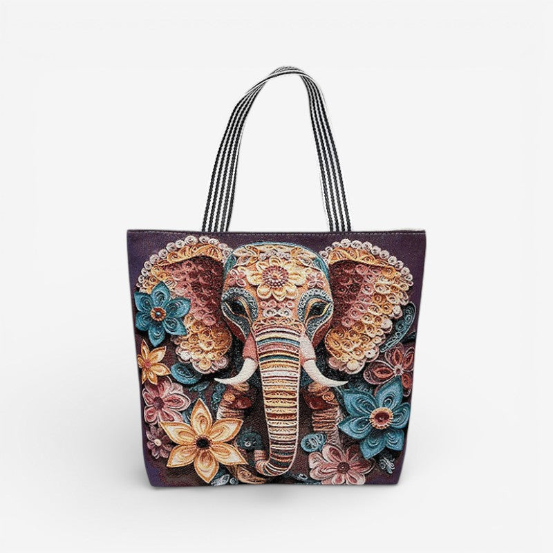 Tote taske med broderi og struktureret canvas design | Estrella