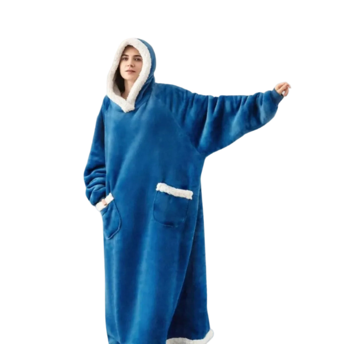 Hoodie Tæppe Oversized Sherpa Fleece Mikrofleece Hættetrøje | Bruna