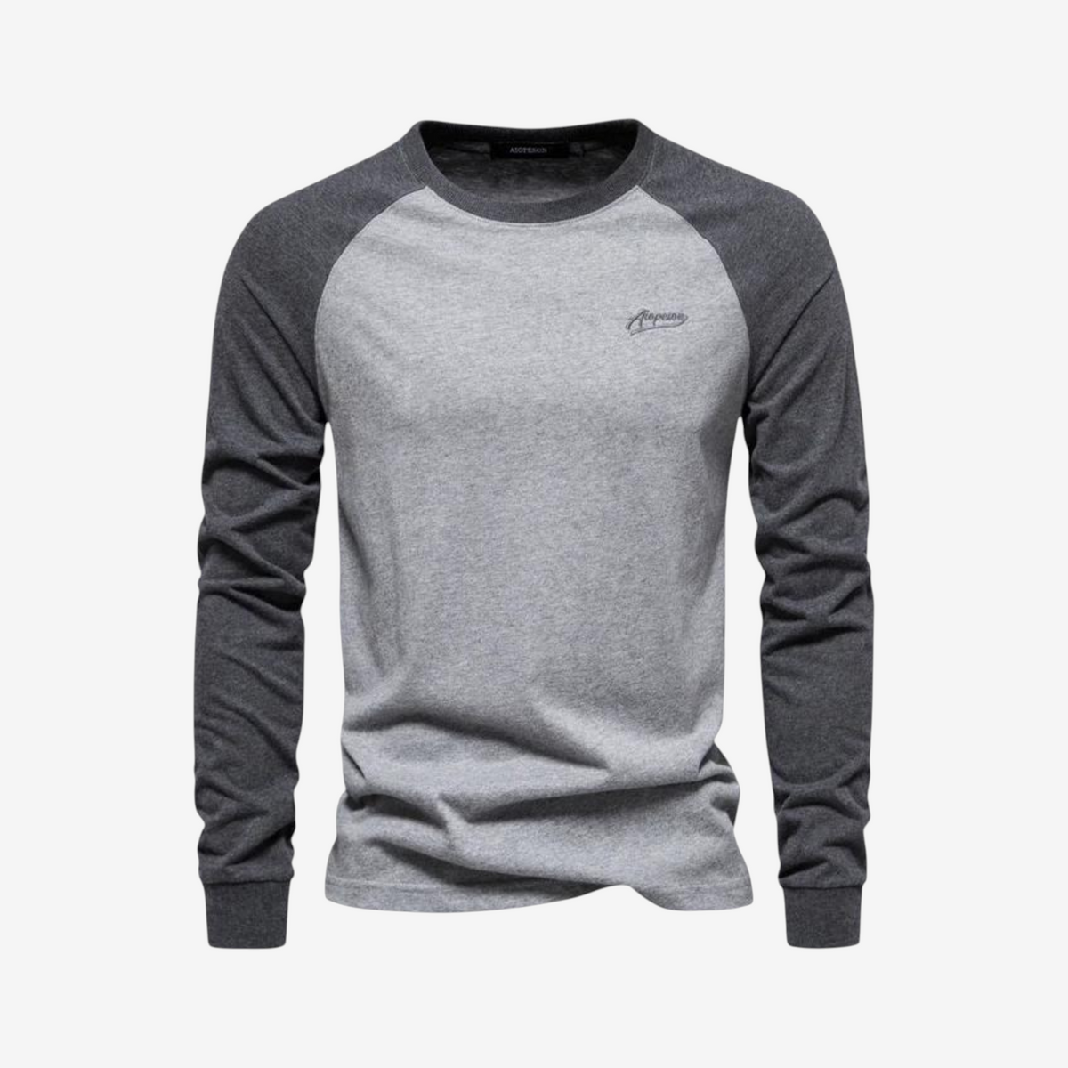 Langærmet herre T-shirt med raglanærmer rund hals og regular fit | Bastien