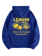 Unisex Hoodie Citron Print Afslappet Pasform Blød Bomuld | Zenvy