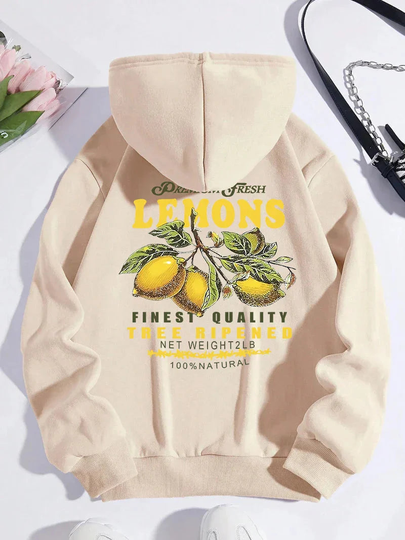 Lemon Unisex Hættetrøje – Hoodie med Citronprint og Tekst