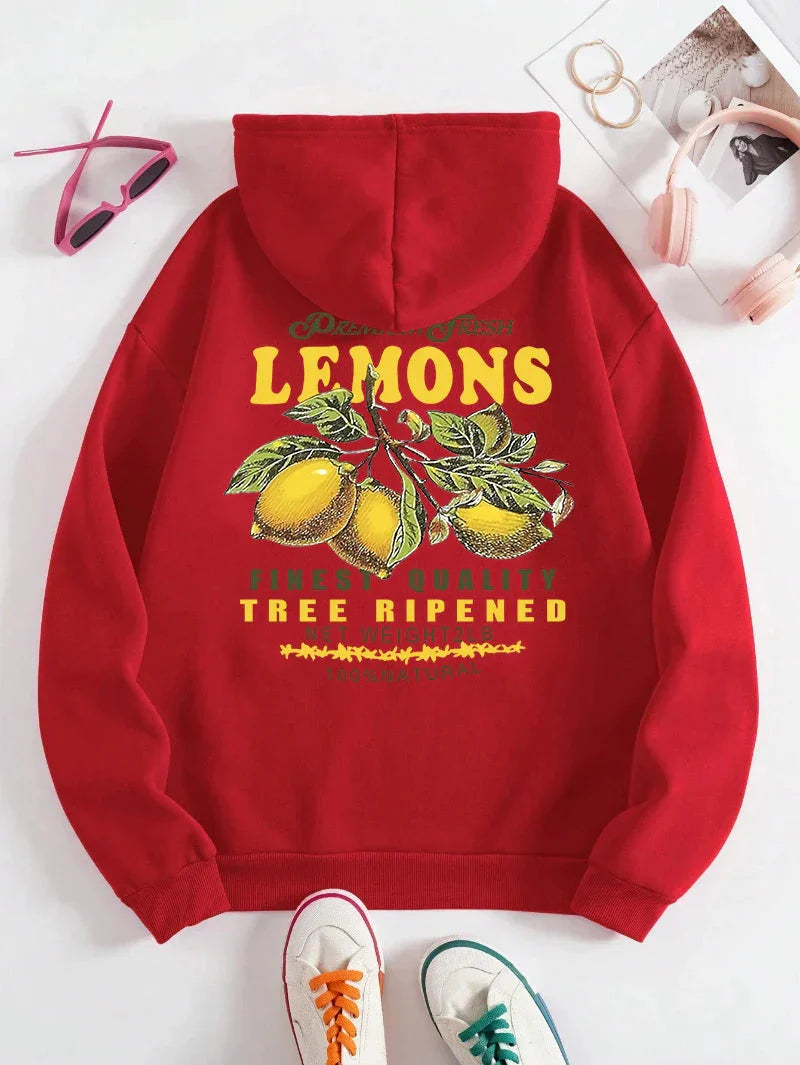 Lemon Unisex Hættetrøje – Hoodie med Citronprint og Tekst