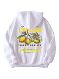 Unisex Hoodie Citron Print Afslappet Pasform Blød Bomuld | Zenvy