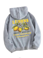 Unisex Hoodie Citron Print Afslappet Pasform Blød Bomuld | Zenvy